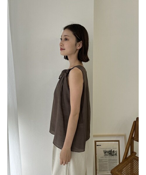 neam（ニーム）の「SHOULDER RIBBON LINEN NO SLEEVE（タンクトップ・レディース・ホワイト/ブラウン・free）」の14枚目の写真
