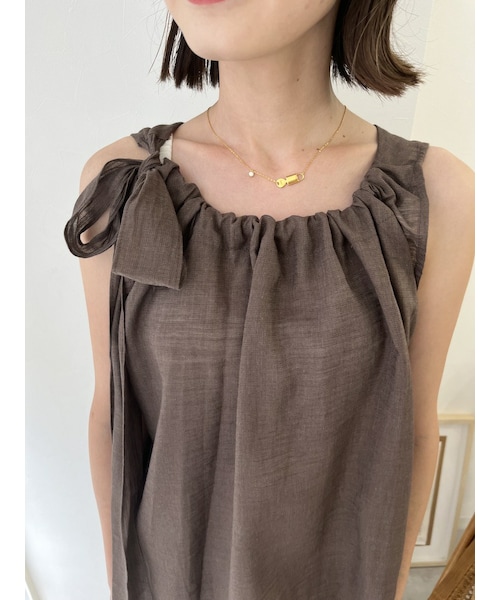 neam（ニーム）の「SHOULDER RIBBON LINEN NO SLEEVE（タンクトップ・レディース・ホワイト/ブラウン・free）」の16枚目の写真