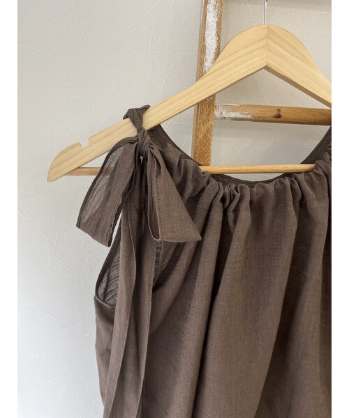 neam（ニーム）の「SHOULDER RIBBON LINEN NO SLEEVE（タンクトップ・レディース・ホワイト/ブラウン・free）」の18枚目の写真