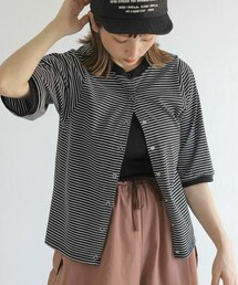 Crisp | 2wayボーダーリンガーTシャツ[c1R3140](Tシャツ/カットソー)