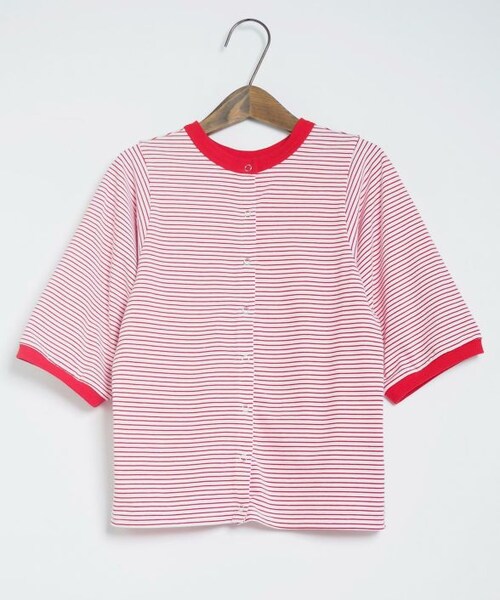 Crisp（クリスプ）の「2wayボーダーリンガーTシャツ[c1R3140]（Tシャツ/カットソー・レディース・ブラック/ブルー/レッド・FREE）」の6枚目の写真