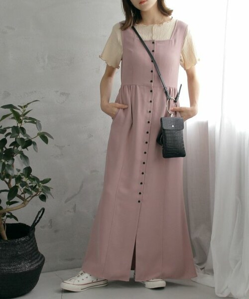 Crisp（クリスプ）の「ストレートマキシワンピース[c2R3145]（ワンピース・レディース・グリーン/パープル・FREE）」の2枚目の写真