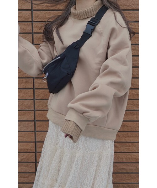 A.D.G（エーディージー）の「Knit Rib Oversized Sweat PO (Light beige)（スウェット・レディース・ベージュ・FREE）」の3枚目の写真