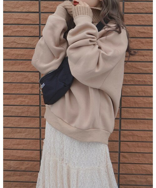A.D.G（エーディージー）の「Knit Rib Oversized Sweat PO (Light beige)（スウェット・レディース・ベージュ・FREE）」の5枚目の写真