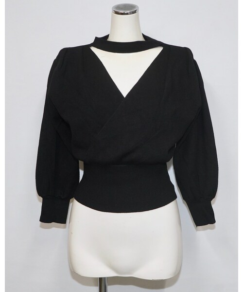 A.D.G(エーディージー)の「Choker Design Puffsleeve Knit Sweater (black)(ニット/セーター・レディース・ブラック・FREE)」の4枚目の写真