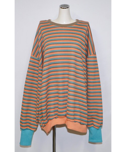 A.D.G（エーディージー）の「Oversized Multi Border Sweat PO (TRQ-ORG)（スウェット・レディース・オレンジ・FREE）」の3枚目の写真