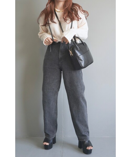 A.D.G(エーディージー)の「Lace-up Suspenders Black Denim Pants(デニムパンツ・レディース・ブラック・FREE)」の1枚目の写真