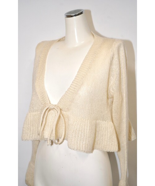 A.D.G(エーディージー)の「Frill Hem Ribbon Knit Cardigan (cream)(カーディガン/ボレロ・レディース・ベージュ・FREE)」の3枚目の写真