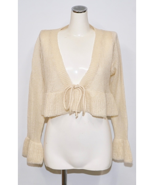 A.D.G(エーディージー)の「Frill Hem Ribbon Knit Cardigan (cream)(カーディガン/ボレロ・レディース・ベージュ・FREE)」の4枚目の写真