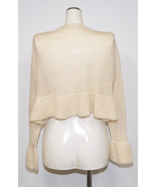 A.D.G(エーディージー)の「Frill Hem Ribbon Knit Cardigan (cream)(カーディガン/ボレロ・レディース・ベージュ・FREE)」の6枚目の写真