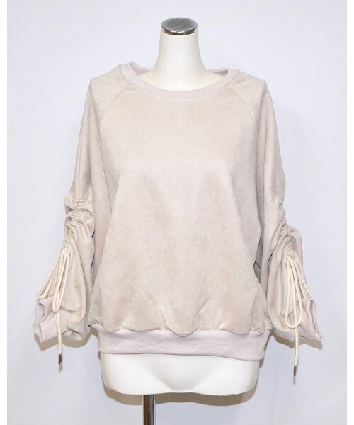 A.D.G（エーディージー）の「Ribbon Strings Sleeve Big Sweat PO (beige)（スウェット・レディース・ベージュ・FREE）」の4枚目の写真