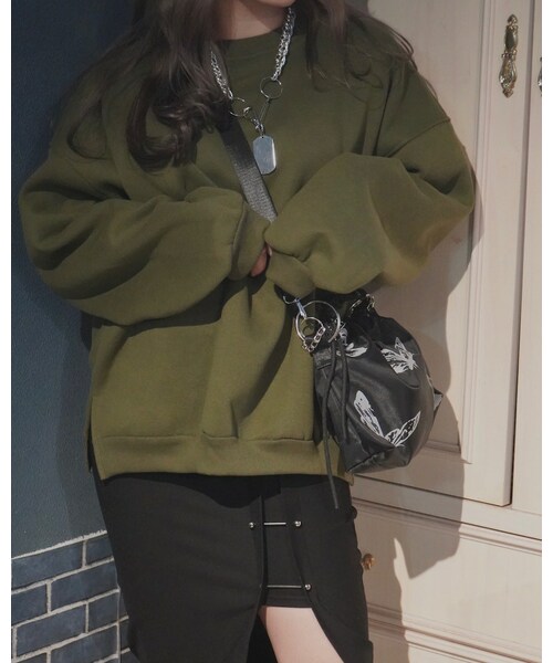 A.D.G（エーディージー）の「Oversized Basic Sweat PO (khaki green)（スウェット・レディース・グリーン・FREE）」の3枚目の写真