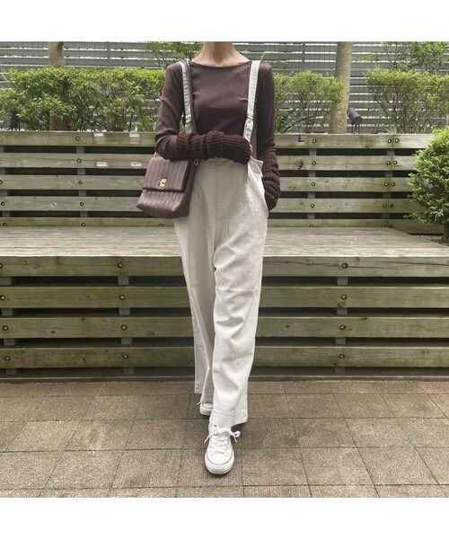 copine(コピン)の「コットンツイル デニムワイドサロペット(ホワイト)(サロペット/オーバーオール・レディース・ホワイト・M)」の2枚目の写真