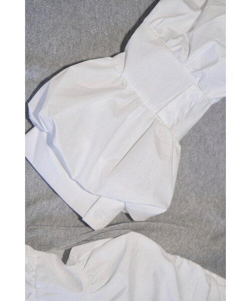 A.D.G(エーディージー)の「Puff Sleeve Blouse Docking Tops (light gray)(その他トップス・レディース・グレー・FREE)」の6枚目の写真