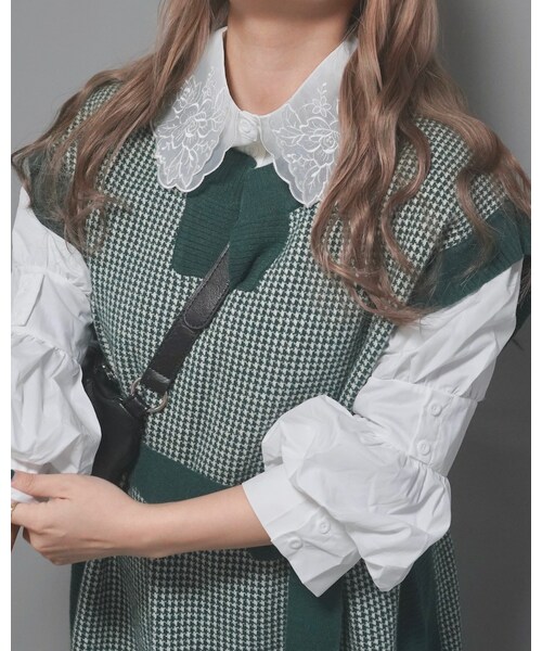 A.D.G（エーディージー）の「Puff Sleeve Blouse Docking Tops (black)（その他トップス・レディース・ブラック・FREE）」の4枚目の写真