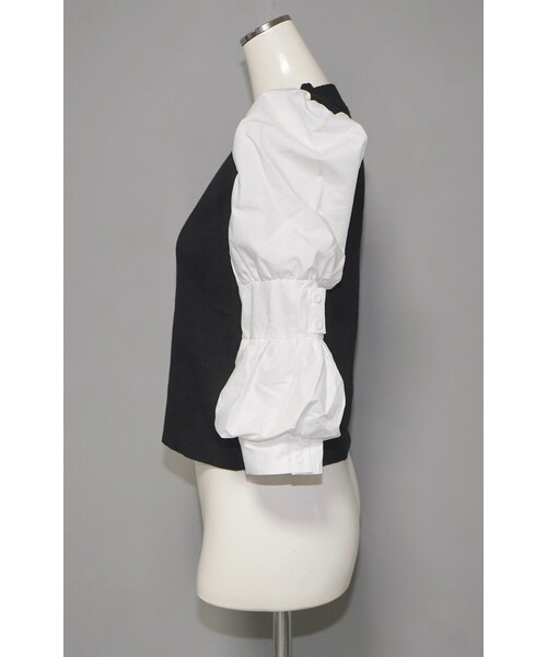 A.D.G（エーディージー）の「Puff Sleeve Blouse Docking Tops (black)（その他トップス・レディース・ブラック・FREE）」の7枚目の写真