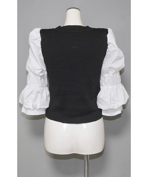 A.D.G（エーディージー）の「Puff Sleeve Blouse Docking Tops (black)（その他トップス・レディース・ブラック・FREE）」の8枚目の写真