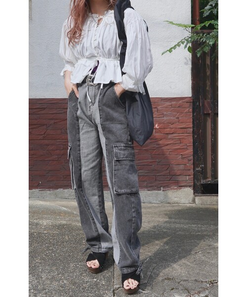 A.D.G（エーディージー）の「"ADG" Frill Gather Tote-Bag（black）（トートバッグ・レディース・BLACK・FREE）」の5枚目の写真