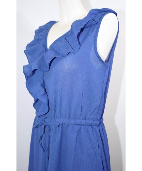 A.D.G(エーディージー)の「Frill Desing Salopette Pants (royal blue)(サロペット/オーバーオール・レディース・ROYAL BLUE・FREE)」の4枚目の写真
