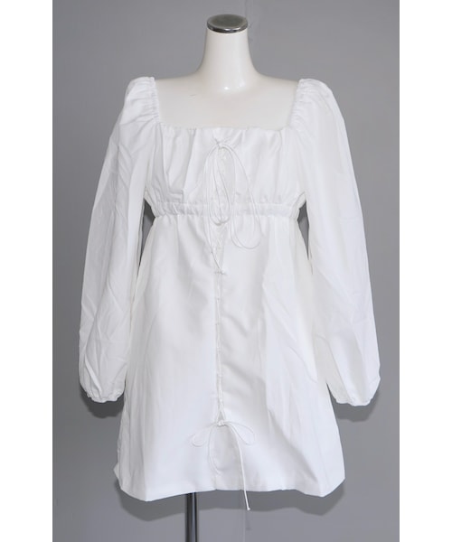 A.D.G（エーディージー）の「Lace-Up Puffsleeve Mini Onepiece（white）（チュニック・レディース・ホワイト・FREE）」の7枚目の写真