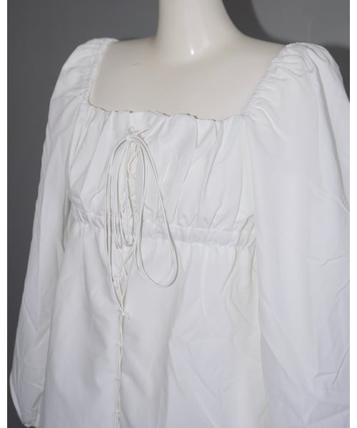 A.D.G（エーディージー）の「Lace-Up Puffsleeve Mini Onepiece（white）（チュニック・レディース・ホワイト・FREE）」の9枚目の写真