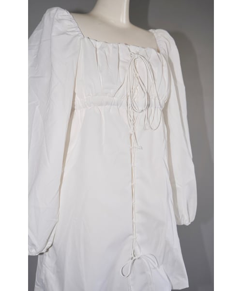 A.D.G（エーディージー）の「Lace-Up Puffsleeve Mini Onepiece（white）（チュニック・レディース・ホワイト・FREE）」の10枚目の写真