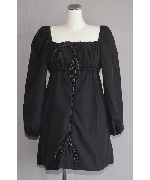 A.D.G（エーディージー）の「Lace-Up Puffsleeve Mini Onepiece（black）（ワンピース・レディース・ブラック・FREE）」の6枚目の写真