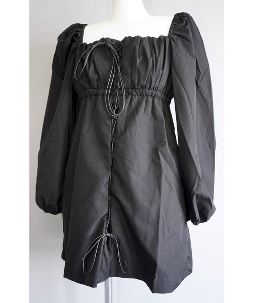 A.D.G（エーディージー）の「Lace-Up Puffsleeve Mini Onepiece（black）（ワンピース・レディース・ブラック・FREE）」の8枚目の写真