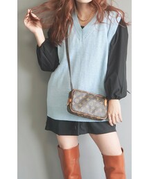 A.D.G | V-Neck Big Knit Vest (sky blue)(ベスト)