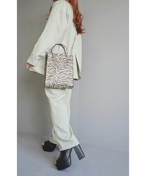 A.D.G（エーディージー）の「No-Collar Jacket ＋ Slacks 2P SET UP (pale mint)（セットアップ・レディース・LIGHT GREEN・FREE）」の3枚目の写真