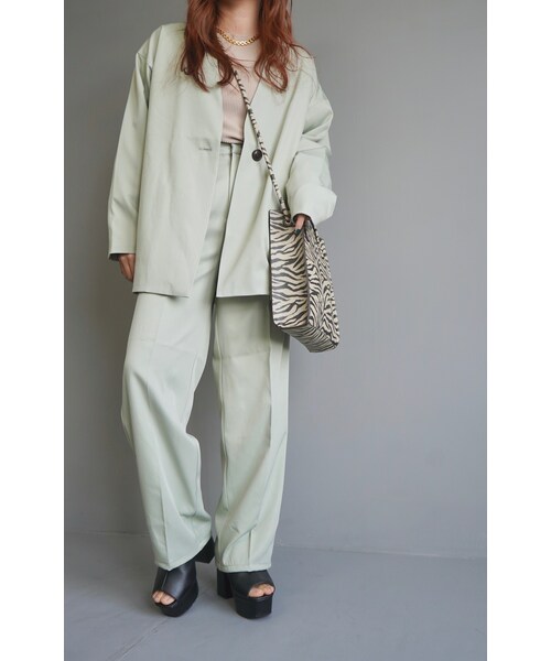 A.D.G（エーディージー）の「No-Collar Jacket ＋ Slacks 2P SET UP (pale mint)（セットアップ・レディース・LIGHT GREEN・FREE）」の5枚目の写真
