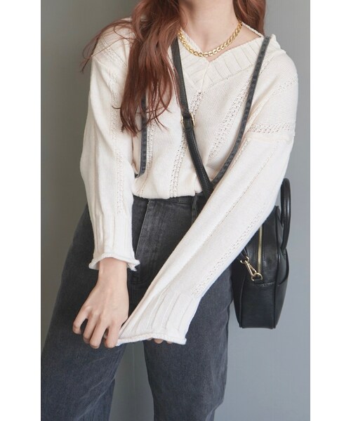 A.D.G(エーディージー)の「V-Neck Loose Knit Tunic (ecru)(ニット/セーター・レディース・OFF WHITE・FREE)」の3枚目の写真