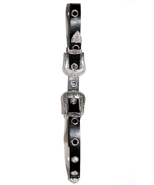 A.D.G（エーディージー）の「Emboss W-Buckle Eyelet Belt (black)（ベルト・レディース・BLACK LEATHER・FREE）」の5枚目の写真
