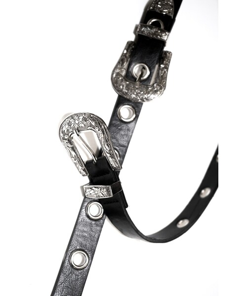 A.D.G（エーディージー）の「Emboss W-Buckle Eyelet Belt (black)（ベルト・レディース・BLACK LEATHER・FREE）」の6枚目の写真