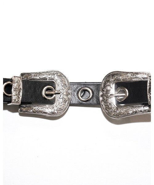 A.D.G（エーディージー）の「Emboss W-Buckle Eyelet Belt (black)（ベルト・レディース・BLACK LEATHER・FREE）」の7枚目の写真