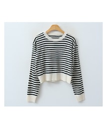 ENVYLOOK | クロップドシンプルボーダーニット(ニット/セーター)