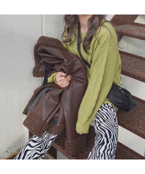 A.D.G(エーディージー)の「Cable Knit Loose Tunic (pistachio green)(ニット/セーター・レディース・グリーン・FREE)」の1枚目の写真