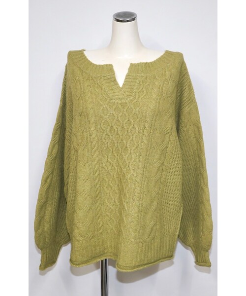 A.D.G(エーディージー)の「Cable Knit Loose Tunic (pistachio green)(ニット/セーター・レディース・グリーン・FREE)」の7枚目の写真