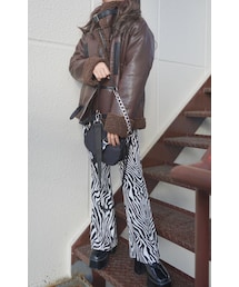 A.D.G | Leather Touch 2tone Accent B-3 Jacket (brown)(ライダースジャケット)