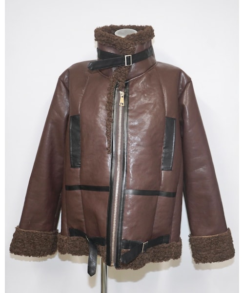 A.D.G(エーディージー)の「Leather Touch 2tone Accent B-3 Jacket (brown)(ライダースジャケット・レディース・ブラウン・FREE)」の6枚目の写真