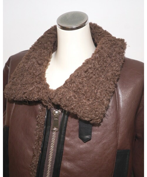 A.D.G(エーディージー)の「Leather Touch 2tone Accent B-3 Jacket (brown)(ライダースジャケット・レディース・ブラウン・FREE)」の7枚目の写真