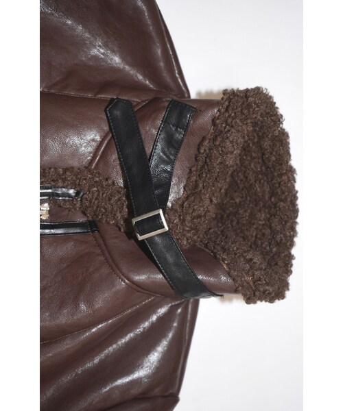 A.D.G(エーディージー)の「Leather Touch 2tone Accent B-3 Jacket (brown)(ライダースジャケット・レディース・ブラウン・FREE)」の8枚目の写真