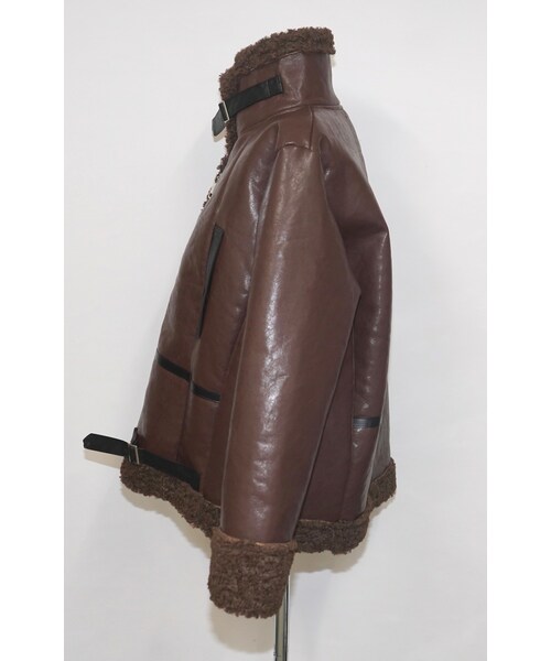 A.D.G(エーディージー)の「Leather Touch 2tone Accent B-3 Jacket (brown)(ライダースジャケット・レディース・ブラウン・FREE)」の9枚目の写真