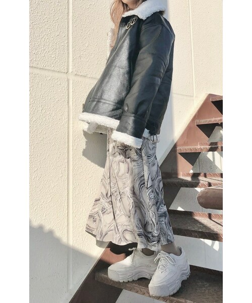 A.D.G（エーディージー）の「Marble Flare Long Onepiece (grey)（ワンピース・レディース・グレー・FREE）」の5枚目の写真