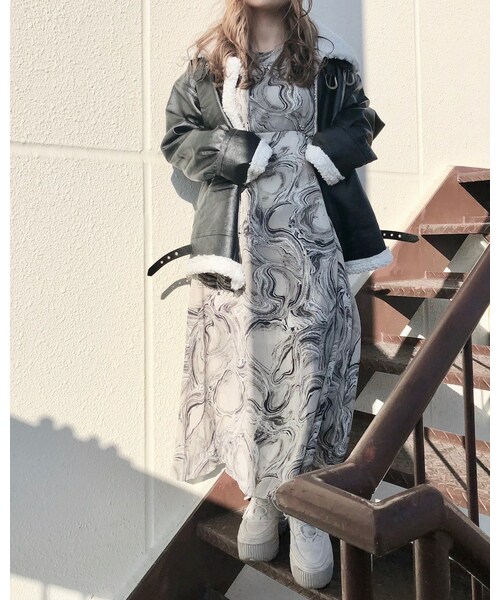 A.D.G（エーディージー）の「Marble Flare Long Onepiece (grey)（ワンピース・レディース・グレー・FREE）」の7枚目の写真