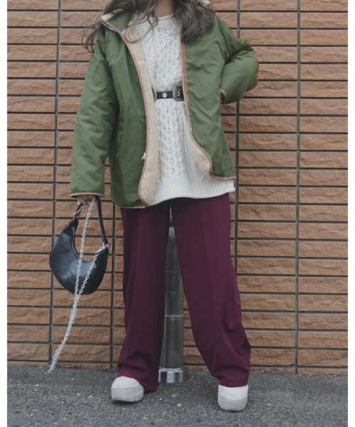 A.D.G(エーディージー)の「Reversible Boa Jacket Coat (khaki green)(ミリタリージャケット・レディース・グリーン・FREE)」の1枚目の写真