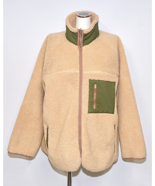 A.D.G(エーディージー)の「Reversible Boa Jacket Coat (khaki green)(ミリタリージャケット・レディース・グリーン・FREE)」の4枚目の写真