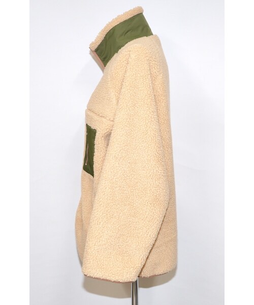 A.D.G(エーディージー)の「Reversible Boa Jacket Coat (khaki green)(ミリタリージャケット・レディース・グリーン・FREE)」の6枚目の写真
