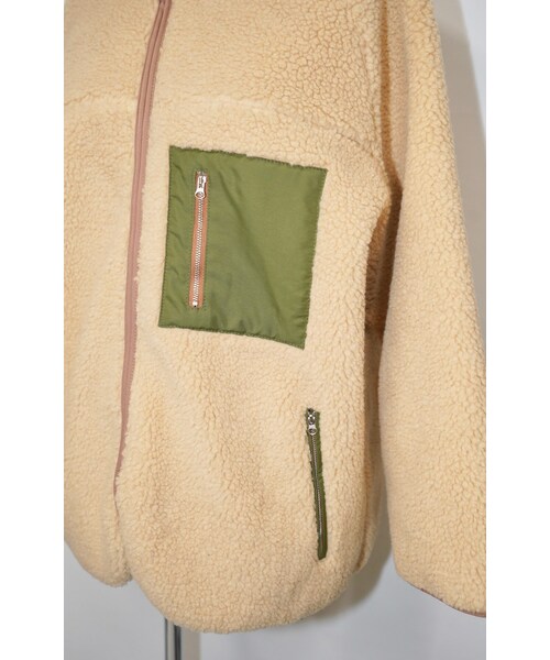 A.D.G(エーディージー)の「Reversible Boa Jacket Coat (khaki green)(ミリタリージャケット・レディース・グリーン・FREE)」の10枚目の写真