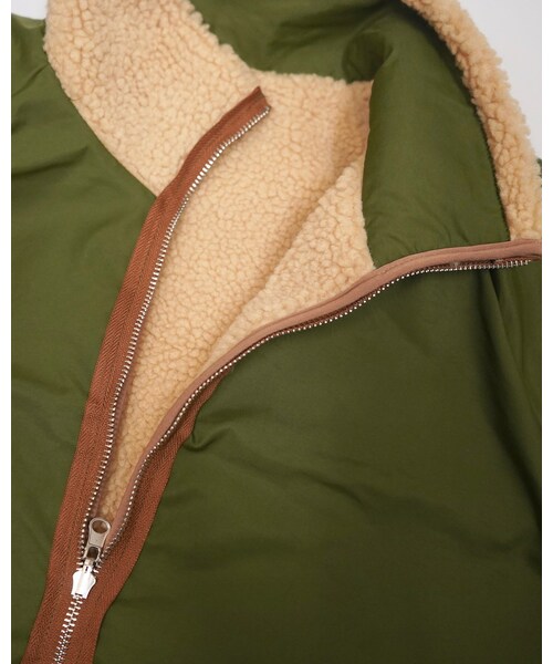 A.D.G(エーディージー)の「Reversible Boa Jacket Coat (khaki green)(ミリタリージャケット・レディース・グリーン・FREE)」の11枚目の写真
